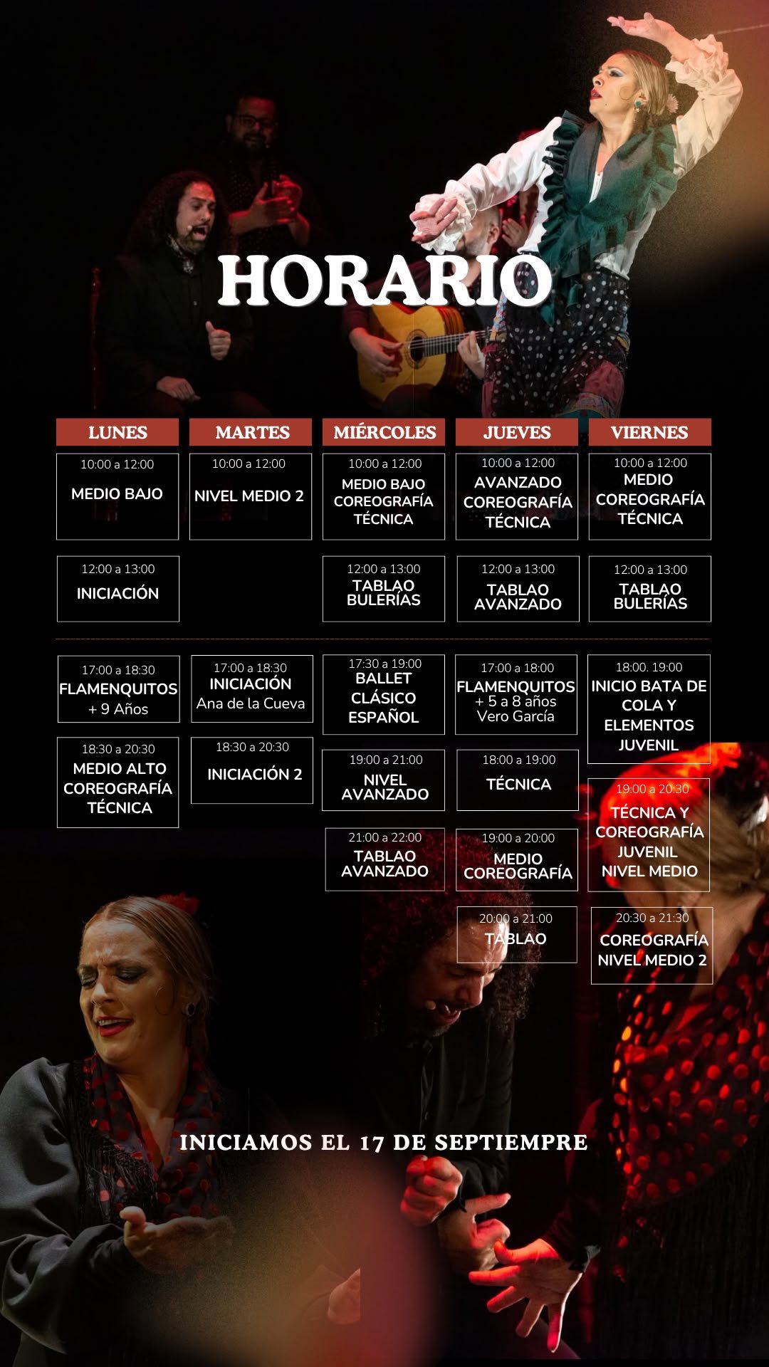 Nuevo Horario de Clases La Tani Flamenco